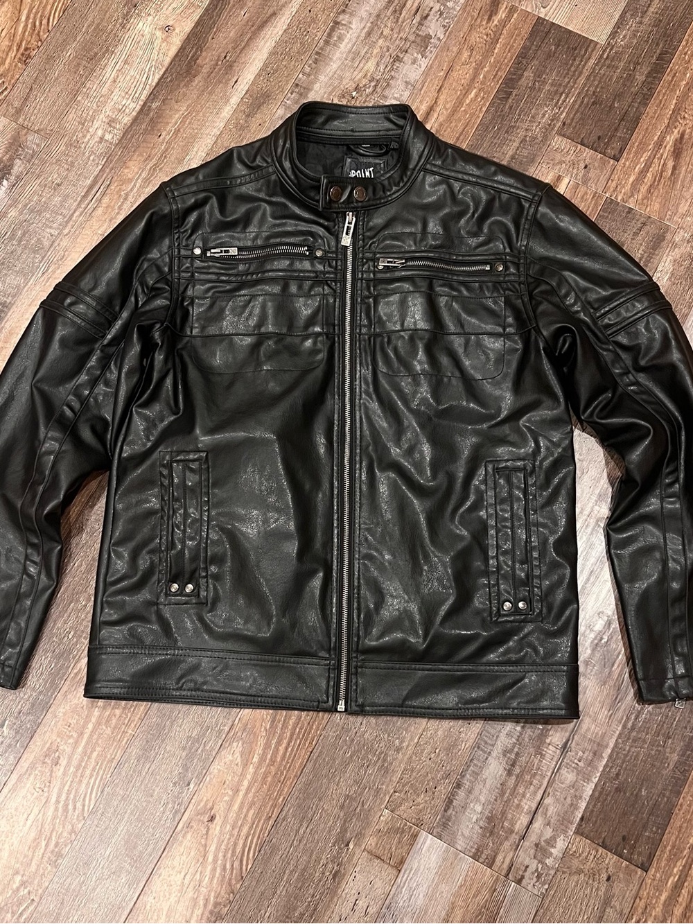 Point Zero Black Moto Faux Leather Jacket - Size Medium